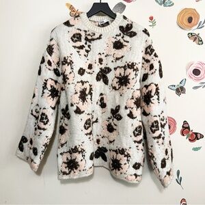 Zara Floral Patterned Sweater - Cream and Brown